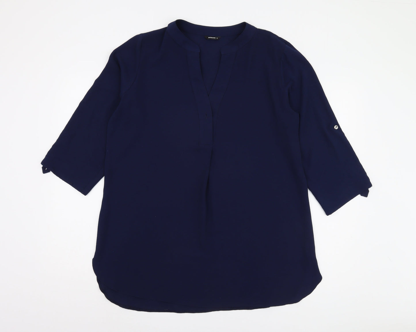 Roman Women's Blue Blouse Size 16 with 3/4 Sleeves