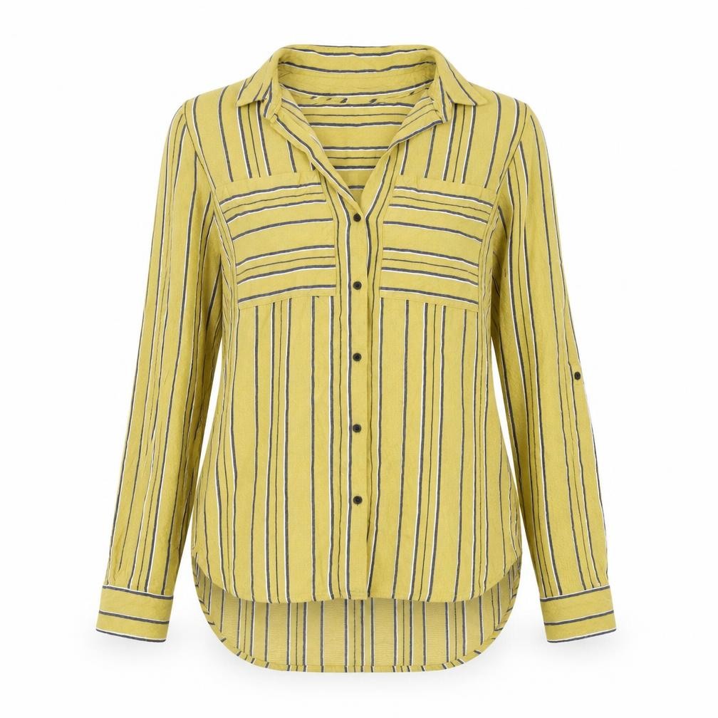 Next Women's Yellow Striped Button-Up Shirt UK 10