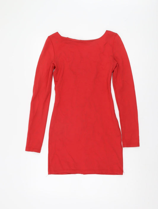 WYDLR Women's Red Long Sleeve Dress, XS