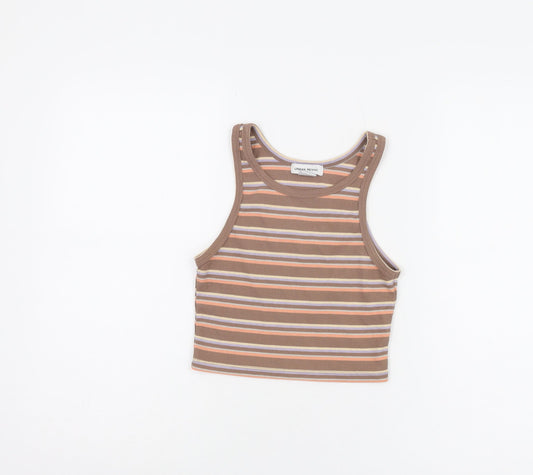 Urban Revivo Women's Brown Striped Cropped Tank