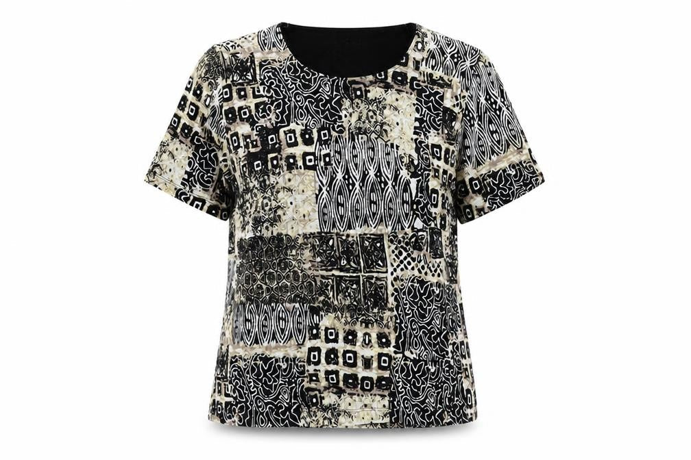 TIGI Women's Geometric Print T-Shirt, Size 14, Black