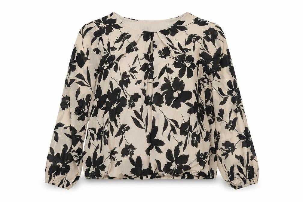 Cloud 5ive Women's Beige Floral Blouse, L, Casual Style