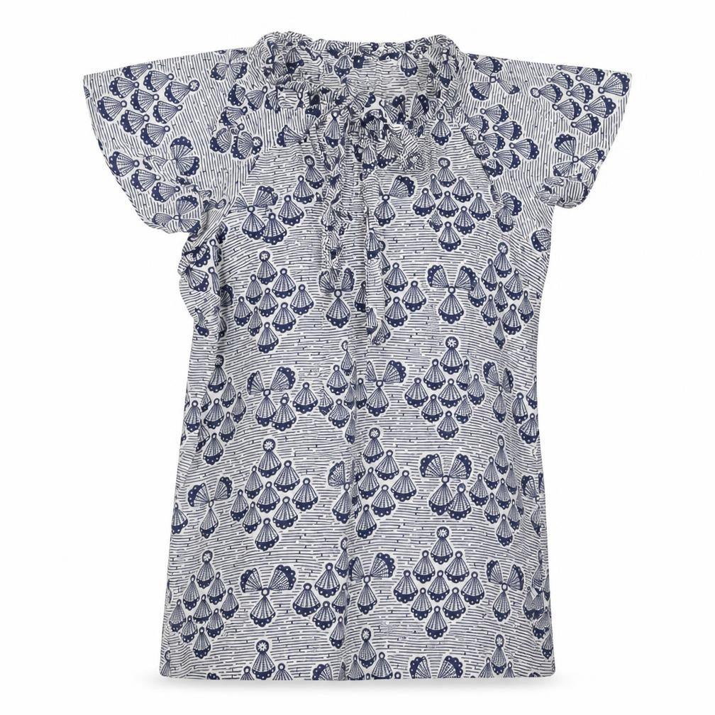 French Connection Women's Blue Geometric Blouse Size 8