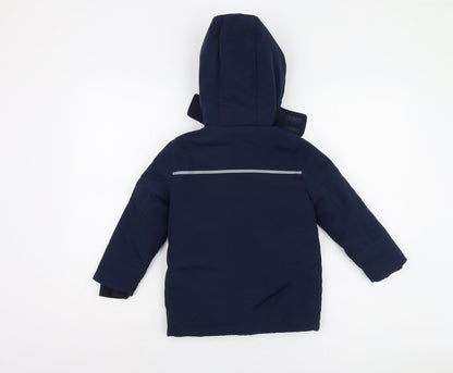 Back view of Andy & Evan boys’ blue parka jacket xs