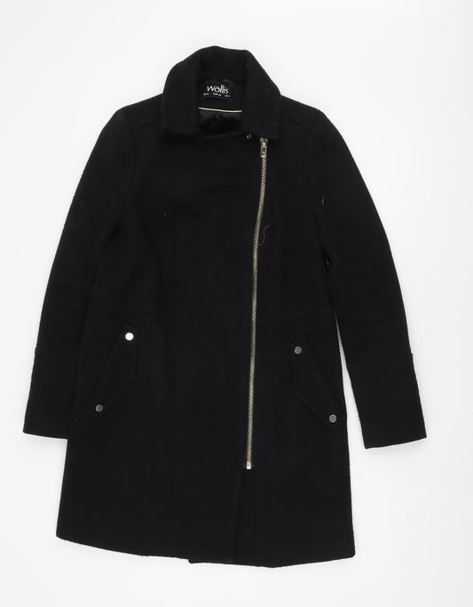Wallis Women's Black Overcoat, Size 8, Mid-Length