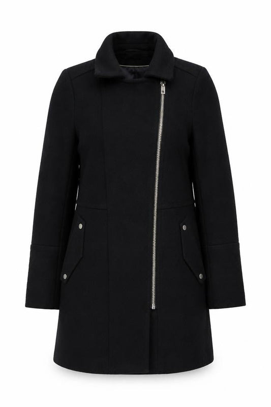 Wallis Women's Black Overcoat, Size 8, Mid-Length
