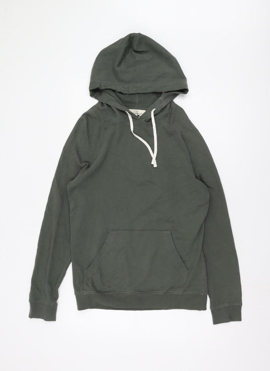 H&M Men's Green Pullover Hoodie S Cotton