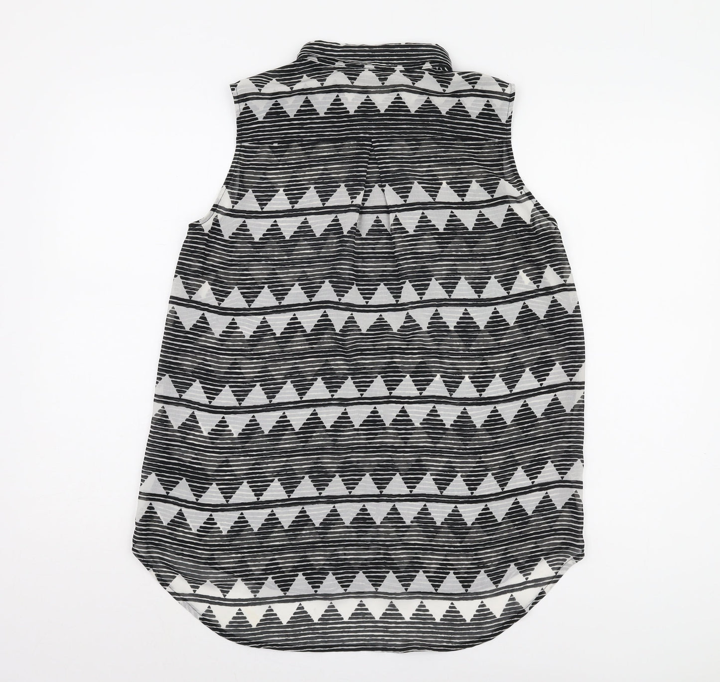H&M Women's Black Geometric Button-Up Top Size 10