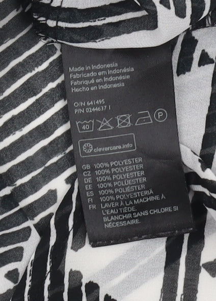 H&M Women's Black Geometric Button-Up Top Size 10