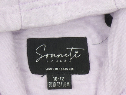 Close-up detail of Sonneti girls’ purple pullover hoodie 10-11 years