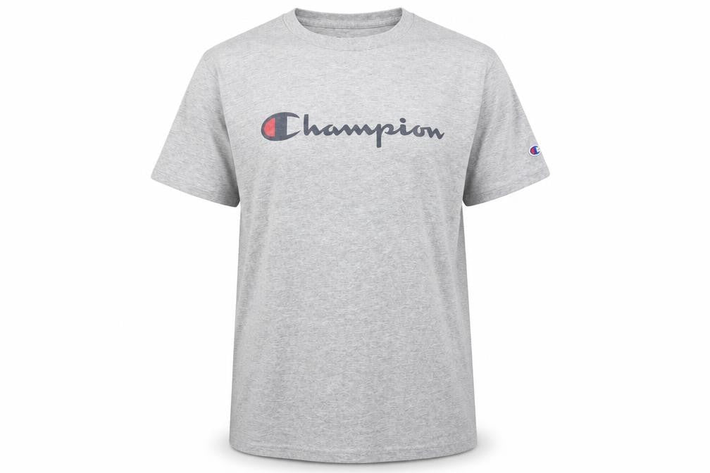 Champion Men's Grey Medium Crew Neck T-Shirt with Logo