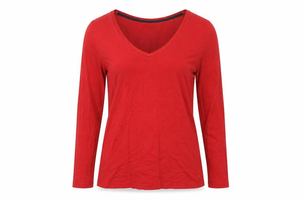 Joules Women's Red Long Sleeve V-Neck Top Size 12