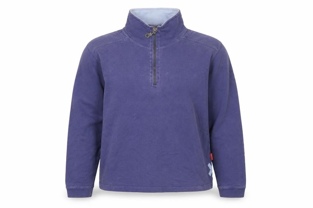 White Stuff Women's Blue Henley Sweatshirt, Size 6