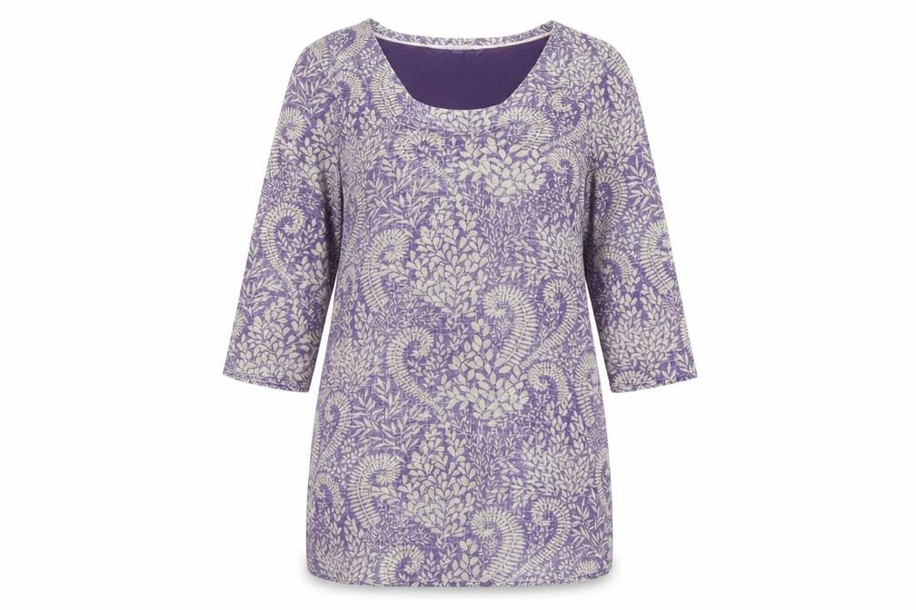 Women's Purple Geometric Tunic Blouse, Size 12