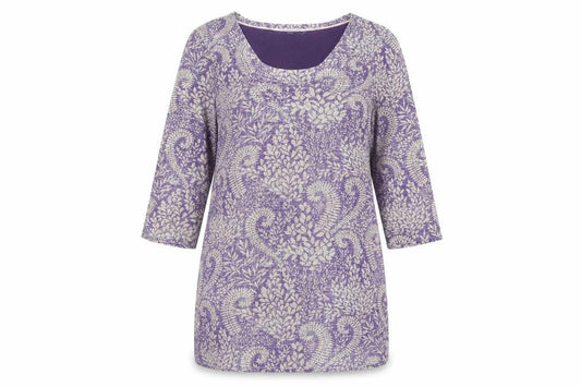Women's Purple Geometric Tunic Blouse, Size 12