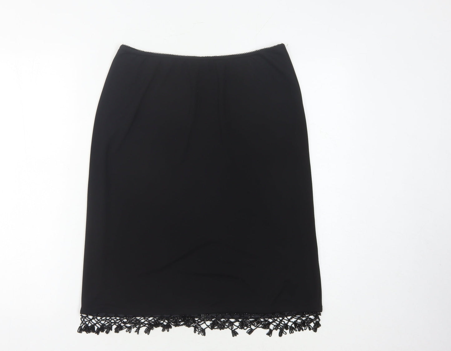 Wallis Women's Black Lace Hem Pencil Skirt Size 14