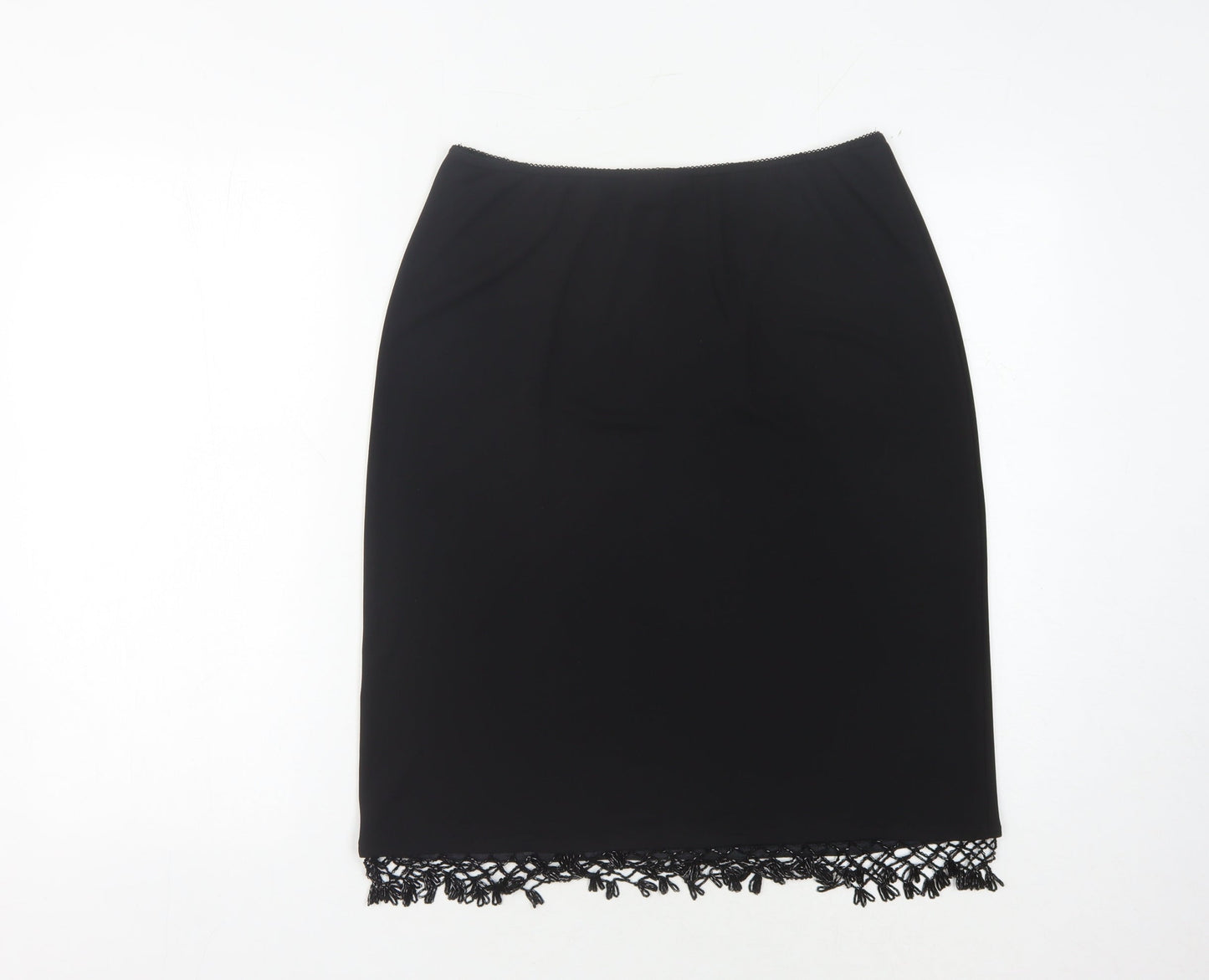 Wallis Women's Black Lace Hem Pencil Skirt Size 14