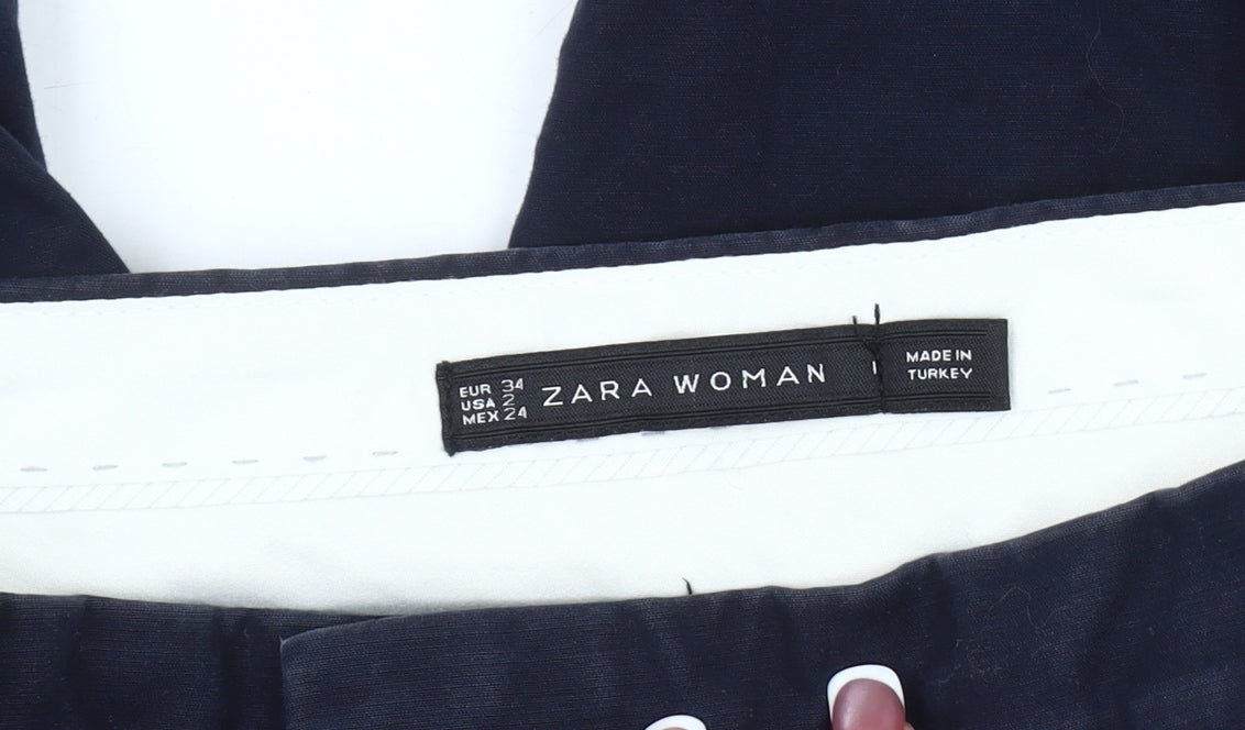 Zara Women's Black Chino Trousers Size 6 Cotton
