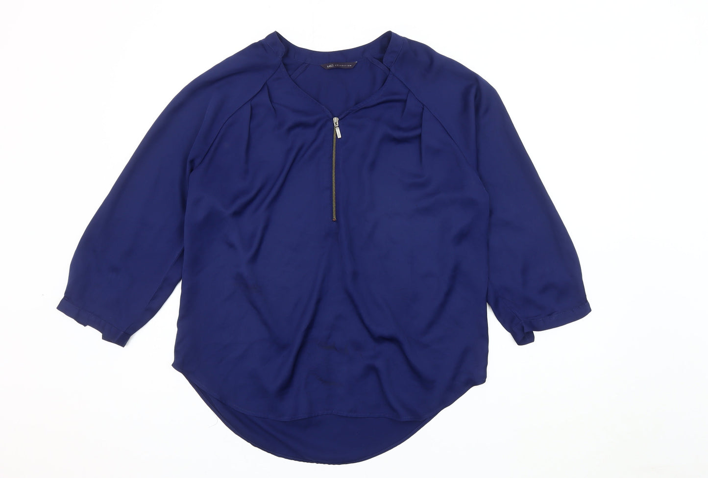 Marks and Spencer Women's Blue 3/4 Sleeve Blouse