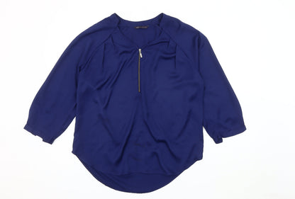 Marks & Spencer Women's Blue 3/4 Sleeve Blouse