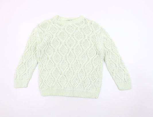 Zara Women's Green Cable-Knit Pullover Jumper Size 12