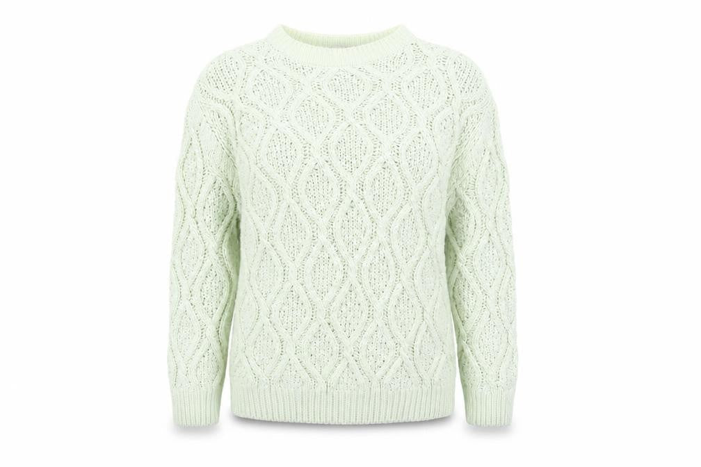 Zara Women's Green Cable-Knit Pullover Jumper Size 12
