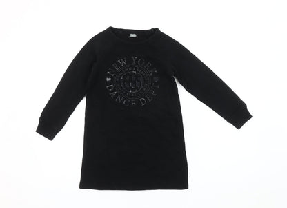Front view of Next girls’ black sweatshirt dance theme 7 years - stylish & comfortable