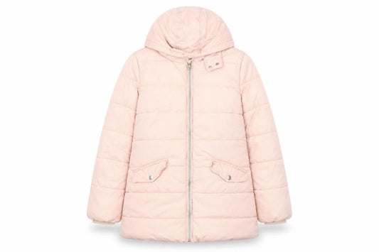 Front view of Marks & Spencer girls’ pink puffer jacket 10-11 years