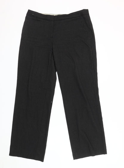 Additional front view of Next women’s black regular fit trousers, size UK 12