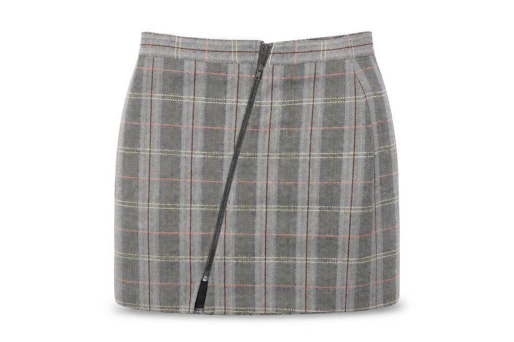 Label Lab Women's Grey Plaid Short Pencil Skirt Size 12