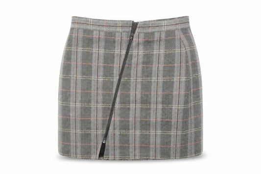 Label Lab Women's Grey Plaid Short Pencil Skirt Size 12