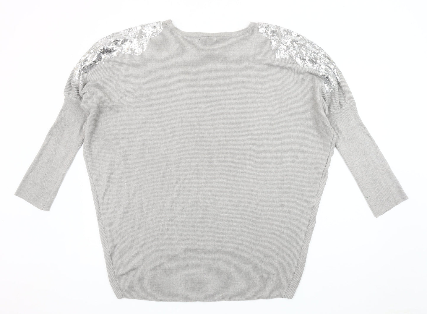 Studio Women's Grey Sequin Pullover Jumper One Size