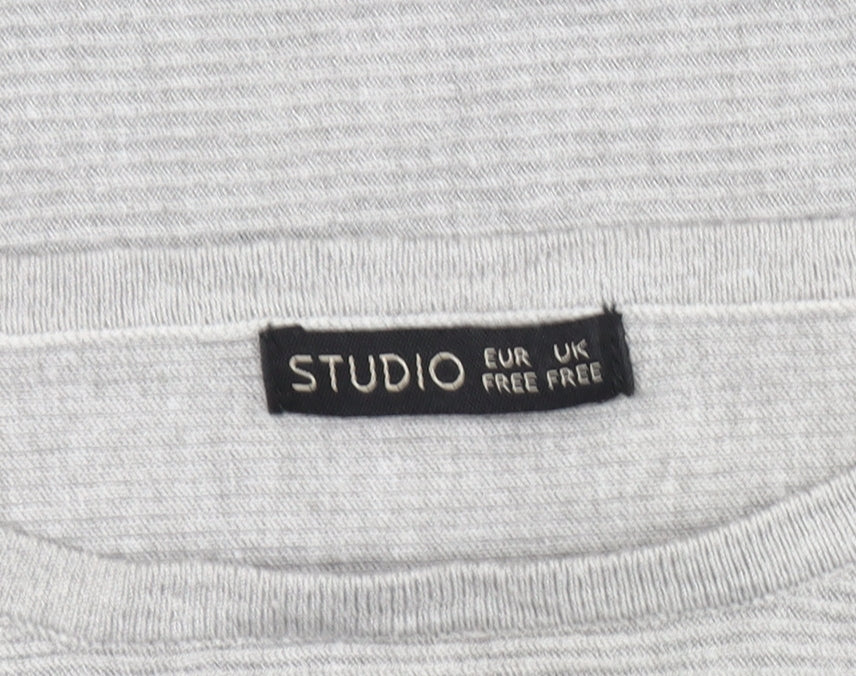 Studio Women's Grey Sequin Pullover Jumper One Size