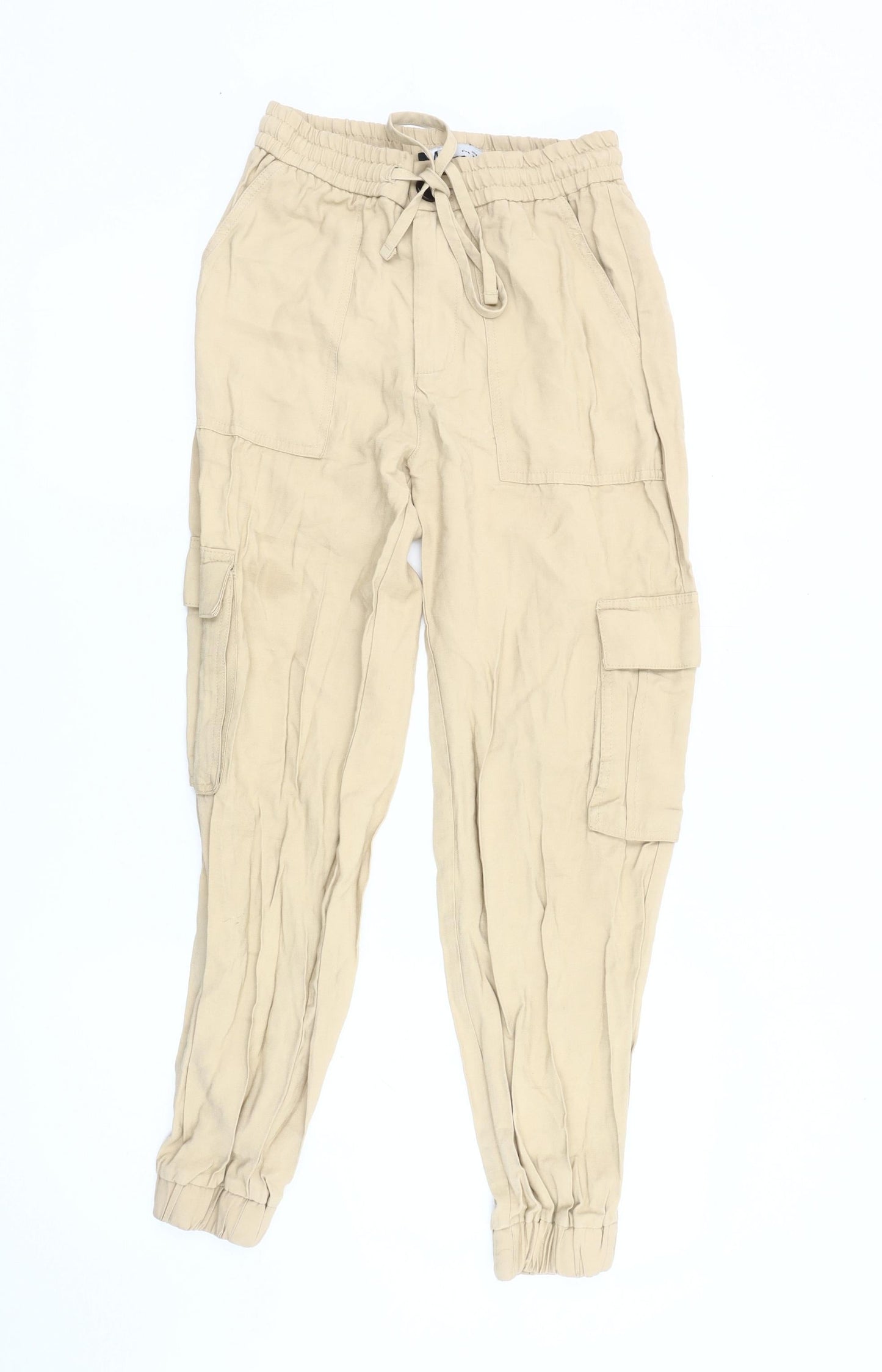 Zara Women's Beige Cargo Trousers XS - Casual Style