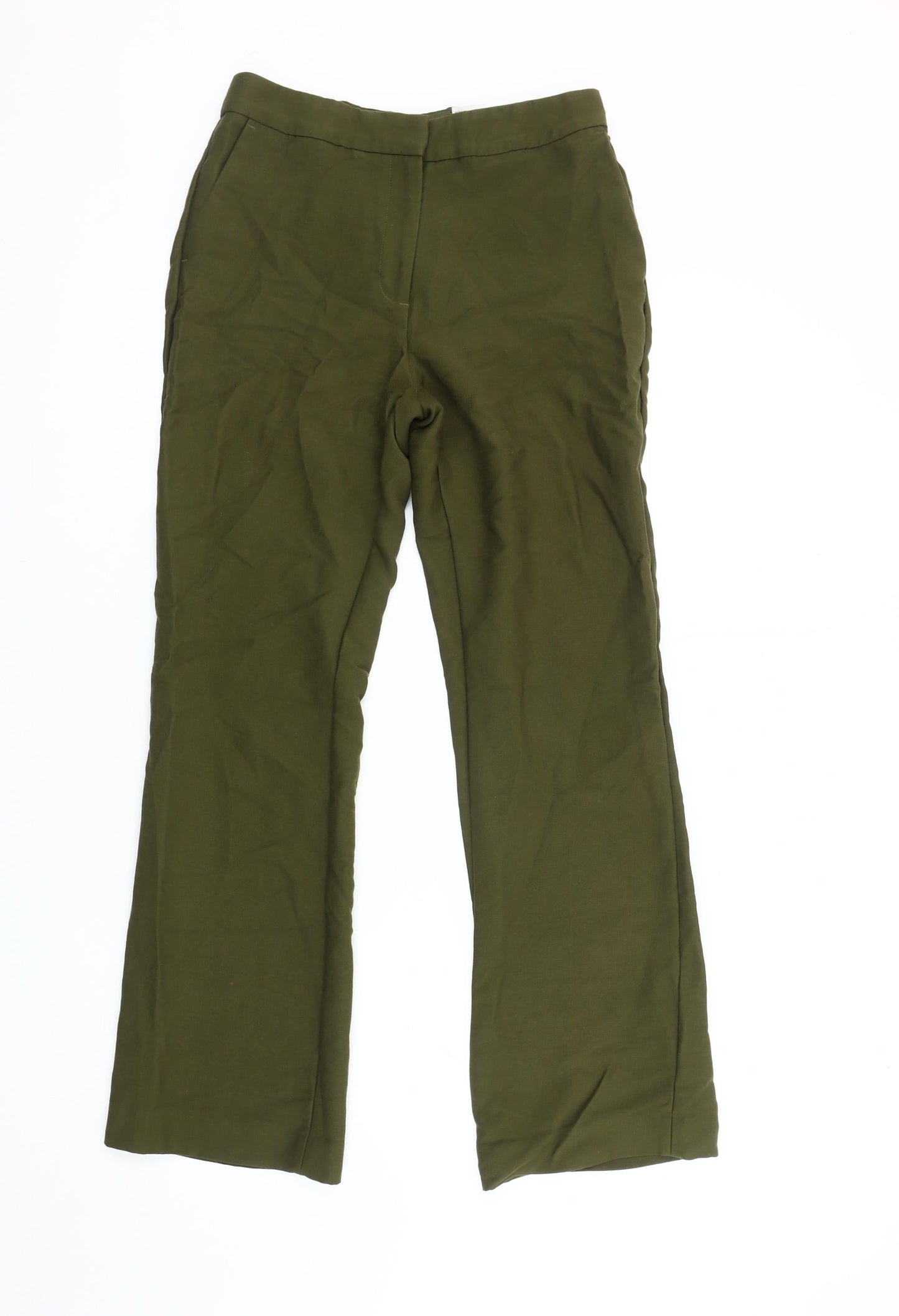 H&M Women's Green Straight Trousers, Size 6