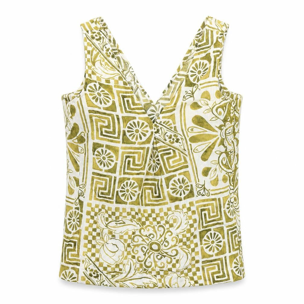 Next Women's Green Geometric Tank Top Size 6