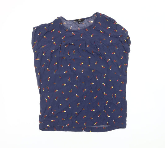 Next Women's Multicoloured Floral Cotton Blend Top