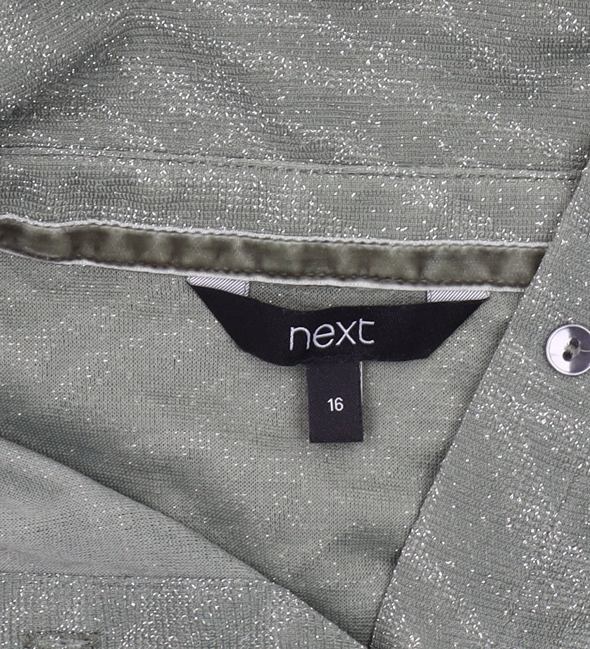 Next Women's Green Button-Up Shirt Size 16 Relaxed Fit