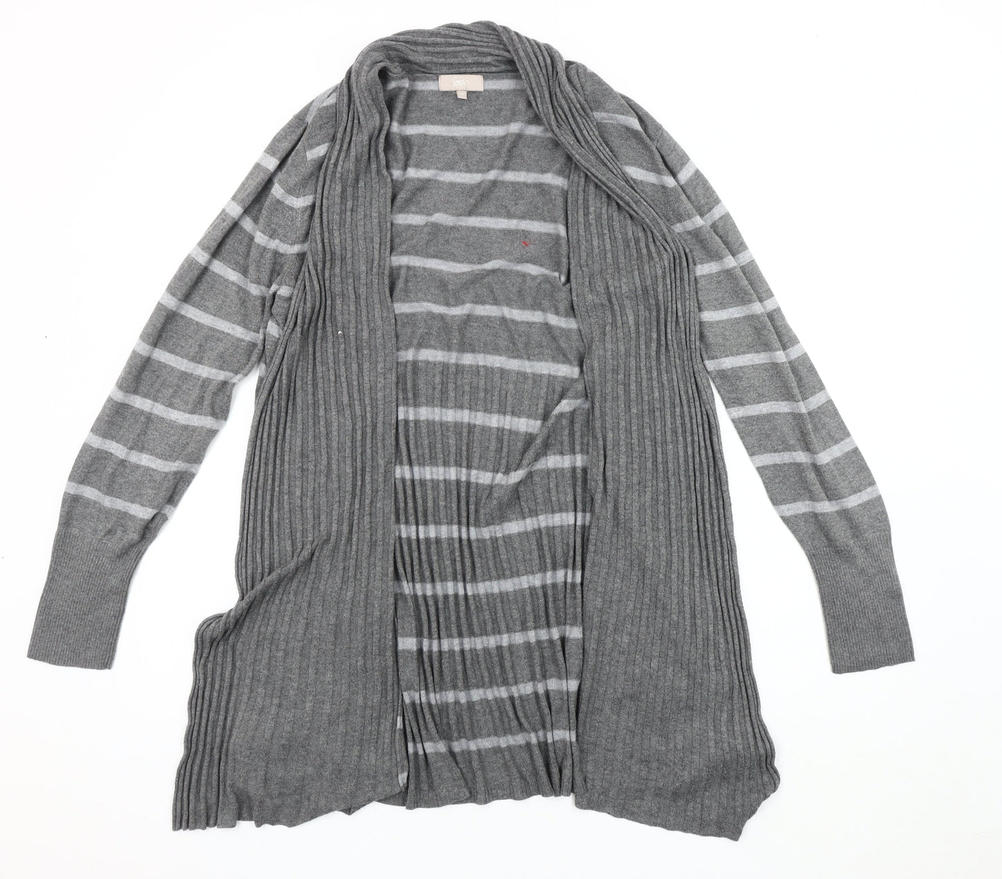 Soon Women's Grey Striped Open Front Cardigan, Size 16