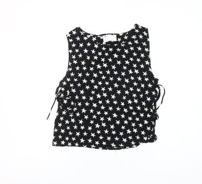 Additional front view of ASOS DESIGN Women's Black Star Pattern Tank Blouse, size 4