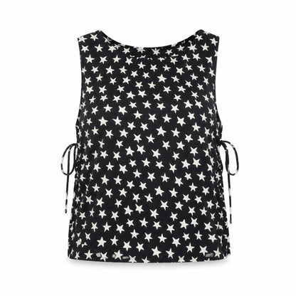 Front view of ASOS DESIGN Women's Black Star Pattern Tank Blouse, size 4