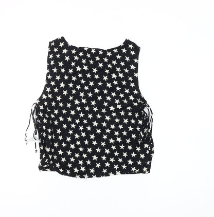 Back view of ASOS DESIGN Women's Black Star Pattern Tank Blouse, size 4