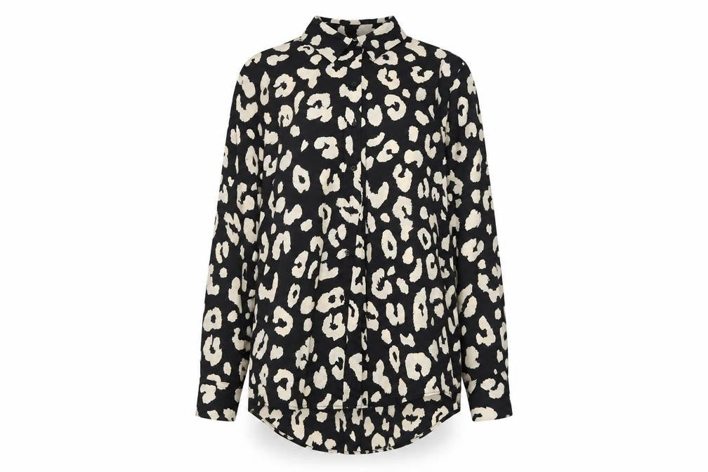 Zara Women's Black Animal Print Button-Up Shirt Size 12