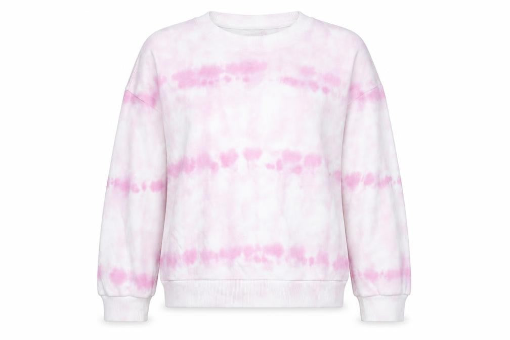 American Eagle Women's Pink Tie-Dye Crew Sweatshirt L
