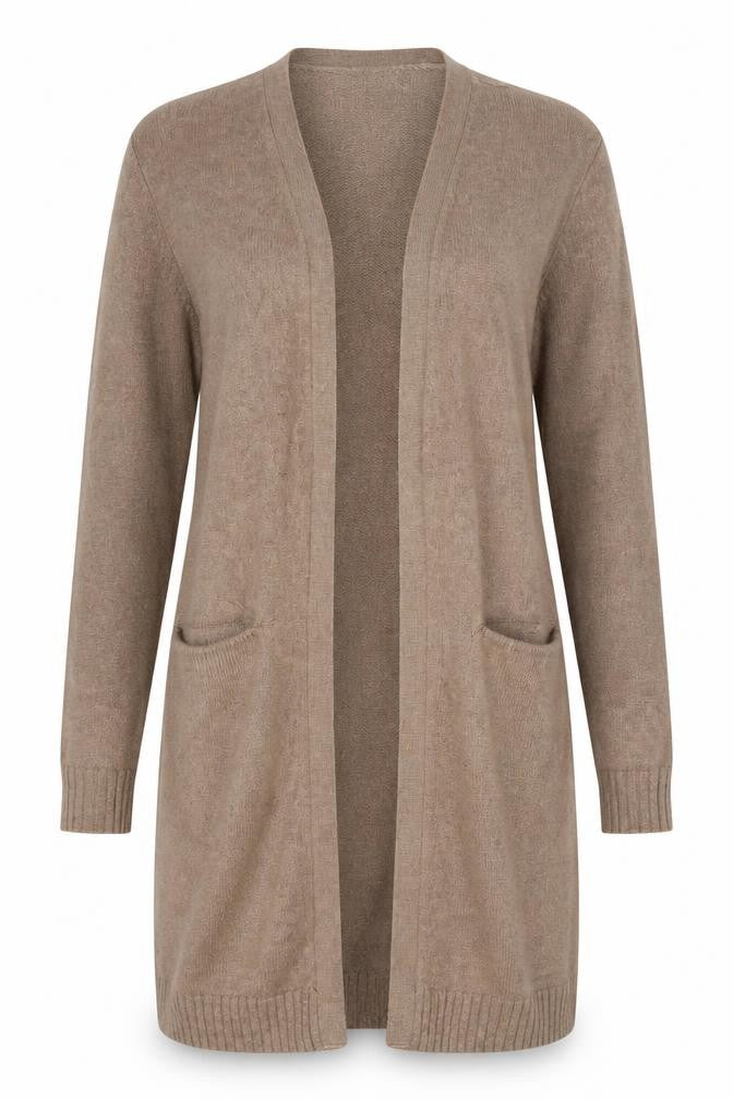 Vila Women's Brown Open Front Cardigan Size S Long Sleeve Knit