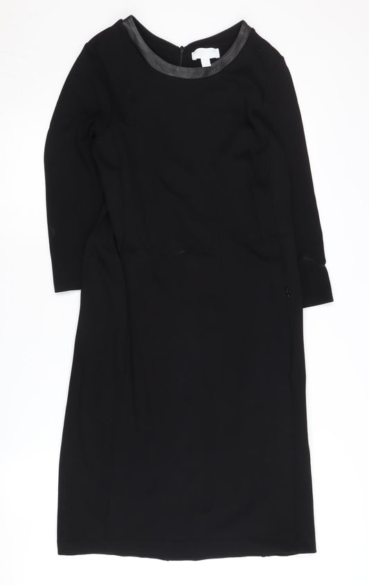 The White Company Women's Black Sheath Dress Size 10
