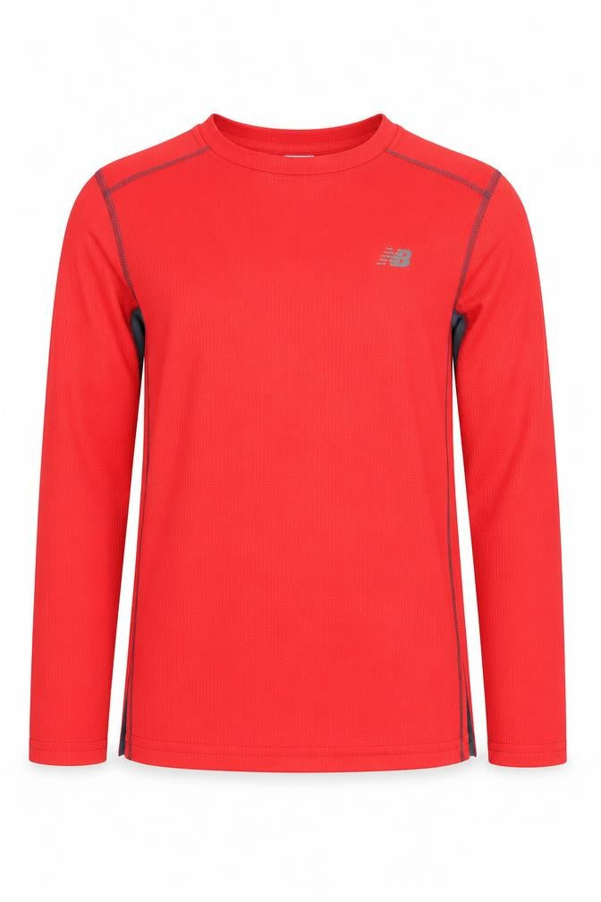 New Balance Boys Red Long Sleeve Pullover T-Shirt M
