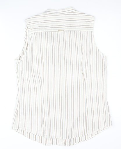 Columbia Womens Beige Striped Button-Up Top L