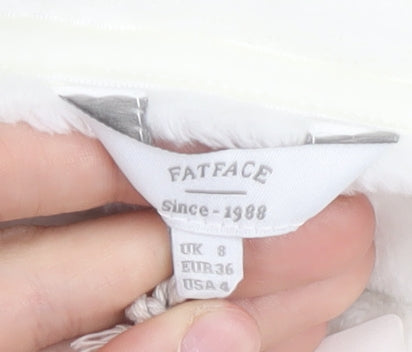FatFace Women's White Cowl Neck Winter Sweatshirt Size 8