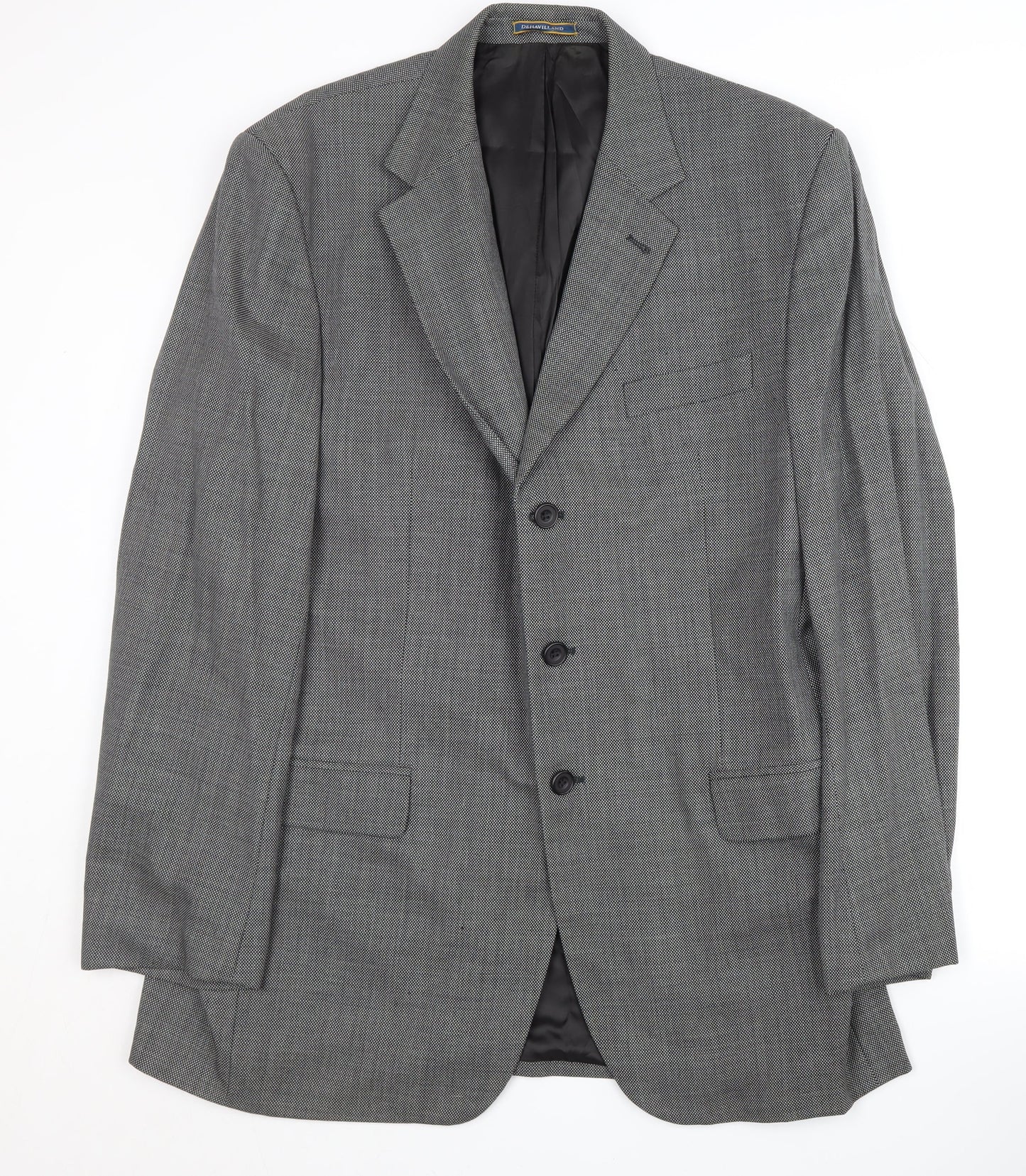 Dehavilland Men's Grey Wool Blazer 44L Long Jacket